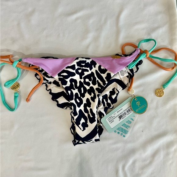 NWT Luli Fama Purple and Black Leopard Bikini Bottom - Picture 1 of 2